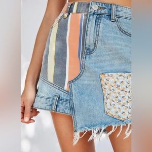 Urban Outfitters BDG Striped Patchwork Denim Mini Skirt